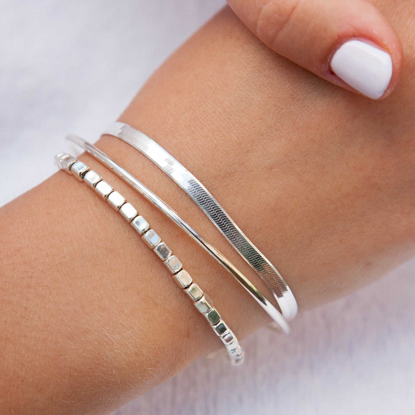 Set mit 3 Armbändern aus 925er Silber – Zarte Eleganz für jeden Anlass