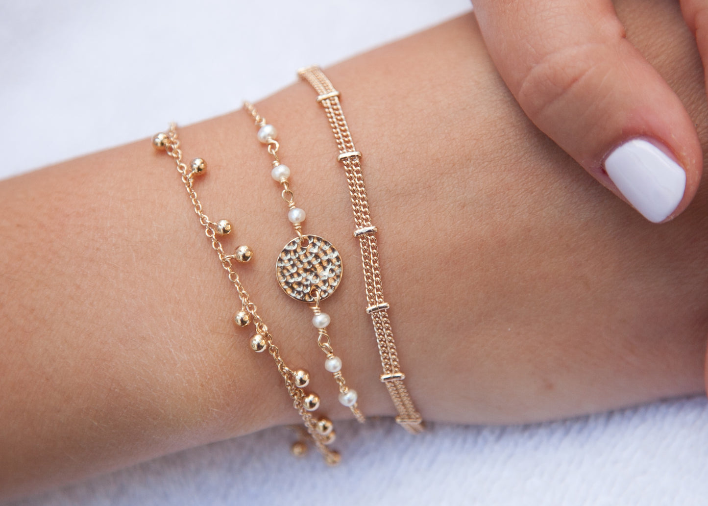 Set mit 3 Armbändern 16 Karat Vergoldet