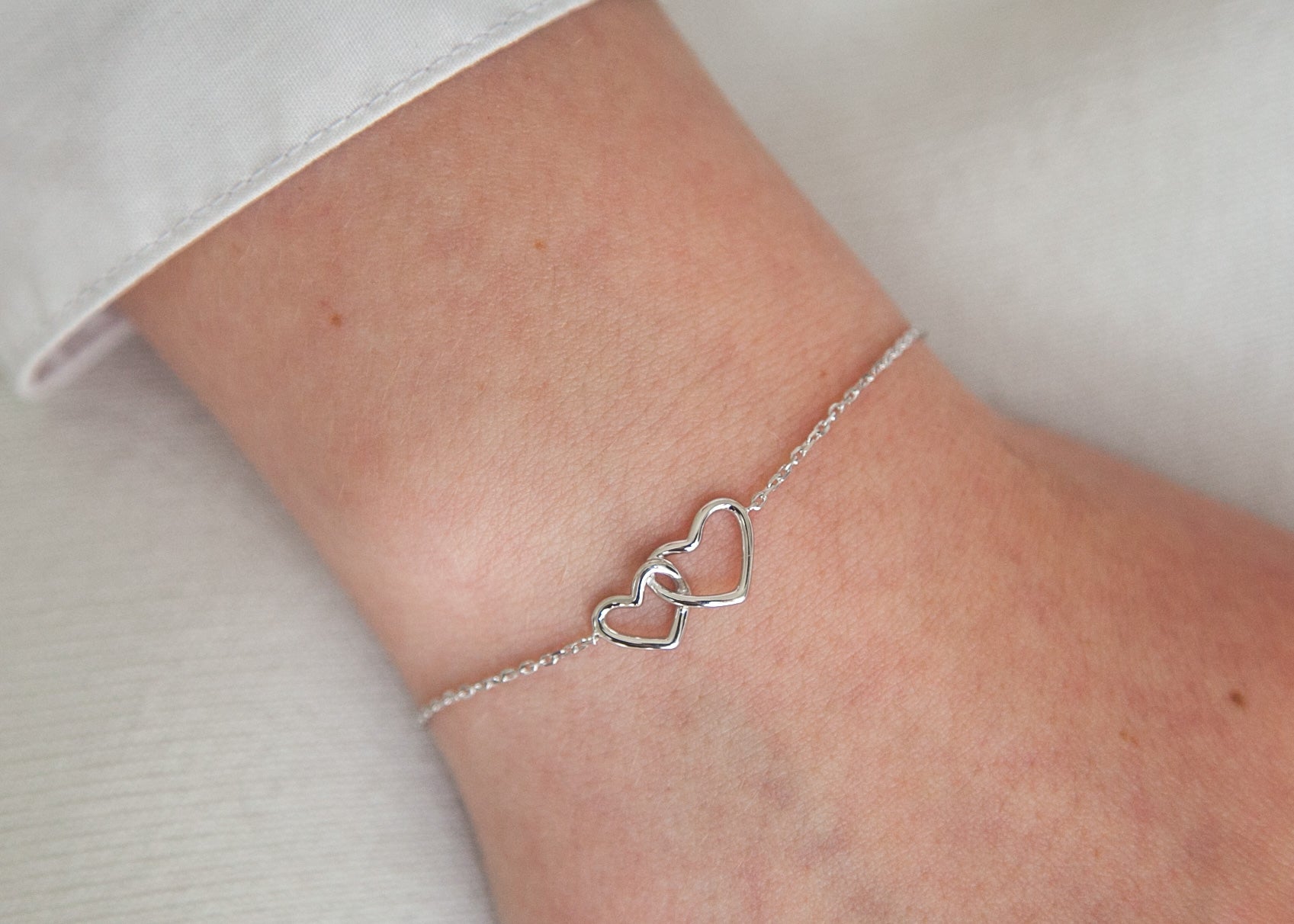 Armband 2 Herzen 925 Silber