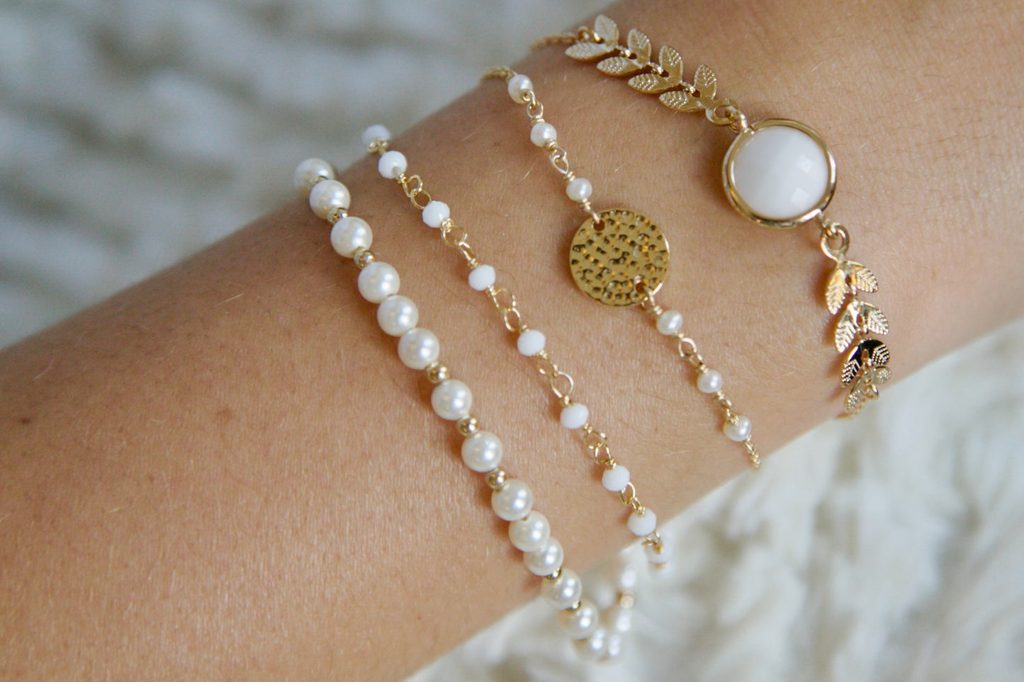 Armband Perlemutt & Plättchen vergoldet