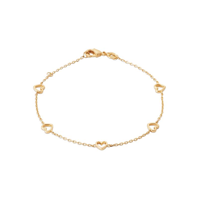 Damen-Armband mit Herzchen vergoldet