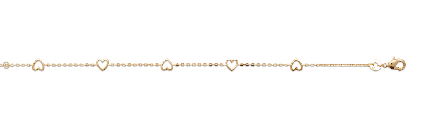 Damen-Armband mit Herzchen vergoldet