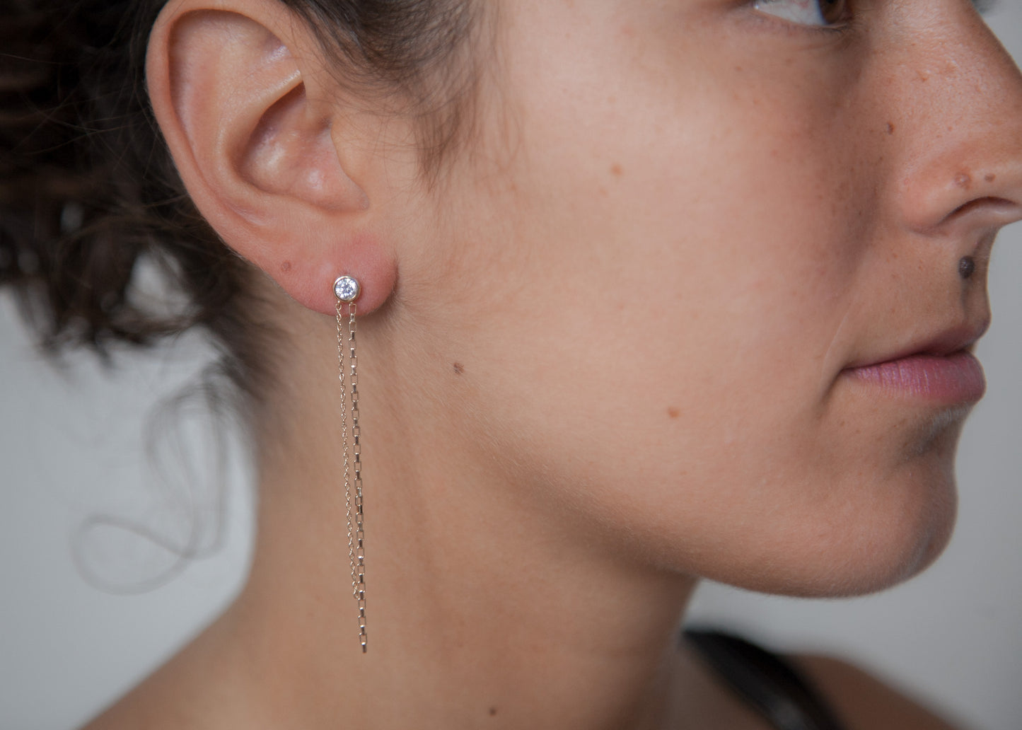 Damen Kettenohrringe mit Zirkonia Vergoldet