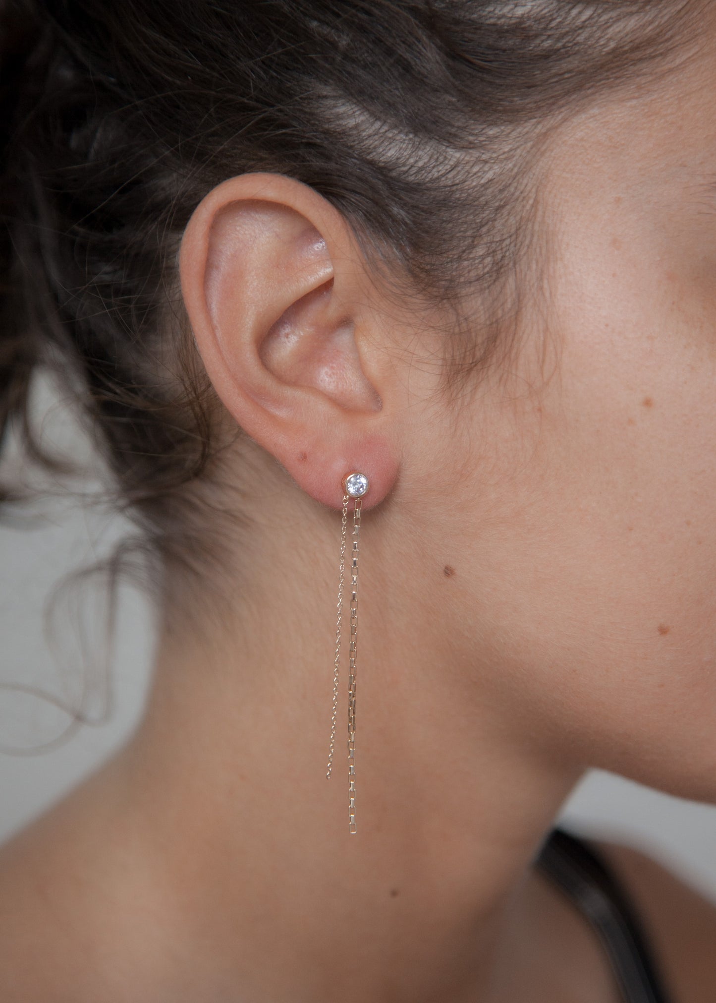 Damen Kettenohrringe mit Zirkonia Vergoldet