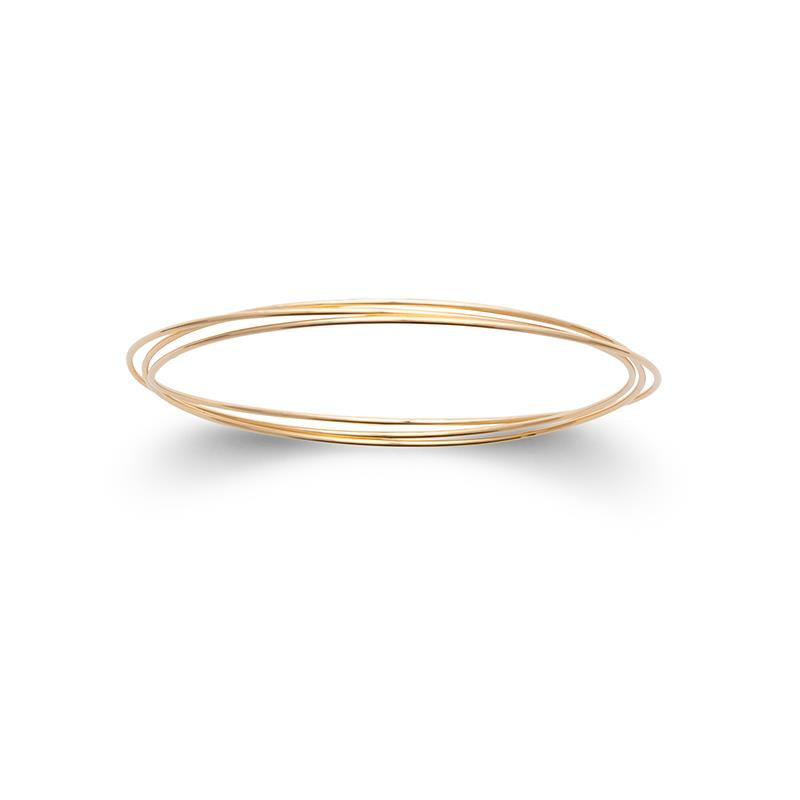 Drei ineinandergreifende vergoldete Armreifen – Eleganz im minimalistischen Design