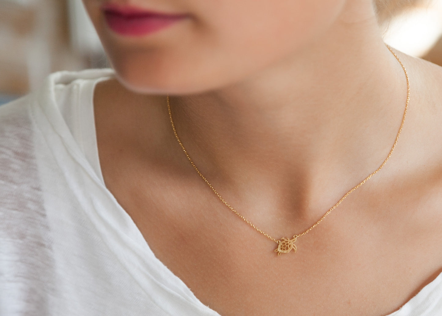 Halskette Schildkröten Anhänger goldfarben