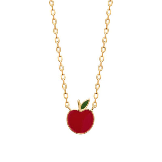 Vergoldete Kette mit rotem Apfel-Anhänger – Elegantes Schmuckstück für jeden Anlass