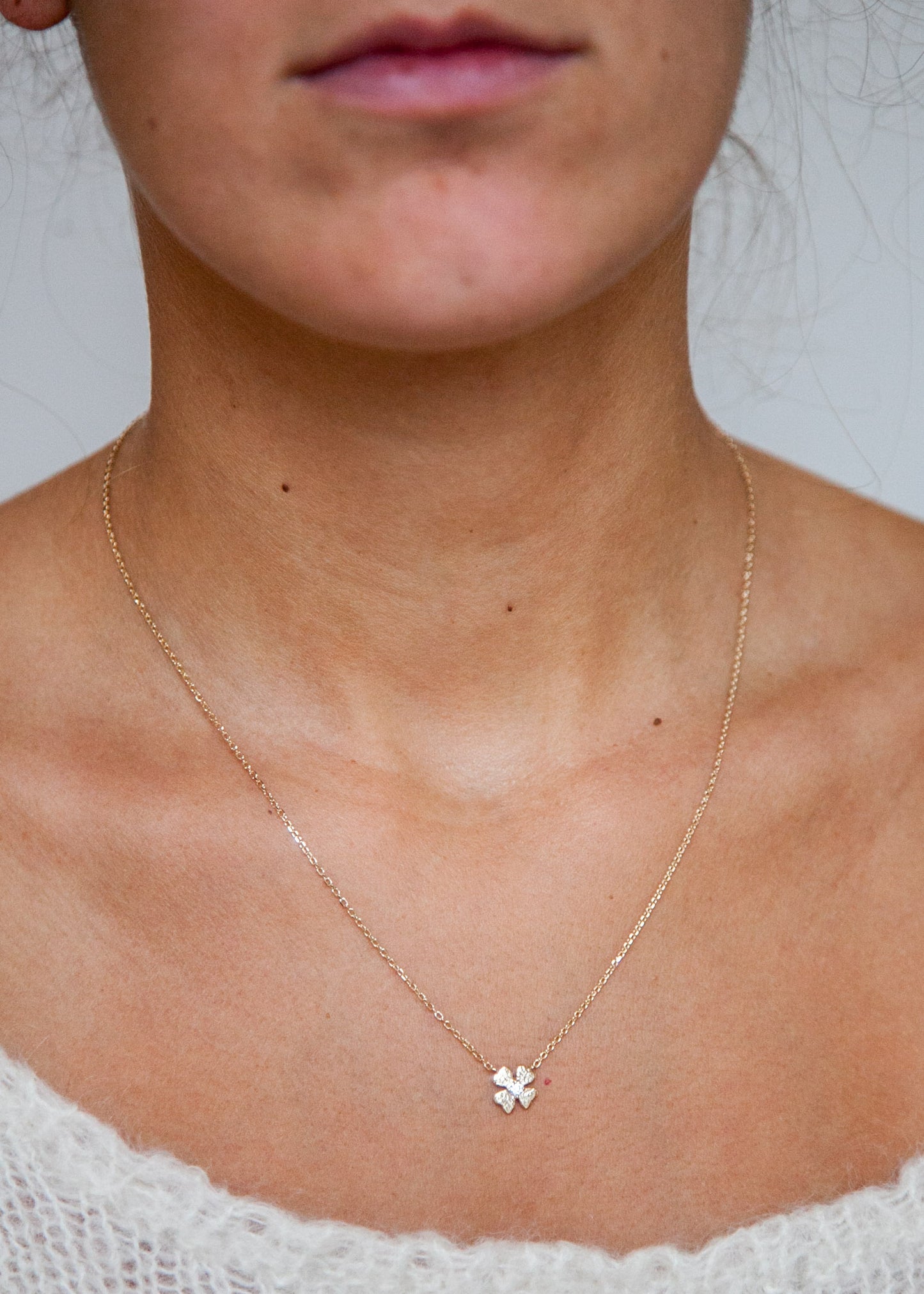 Kleeblatt Glücksbringer Kette Vergoldet