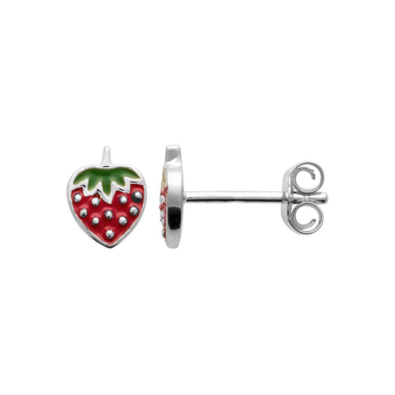 Ohrstecker 925 Sterling Silber mit Erdbeere