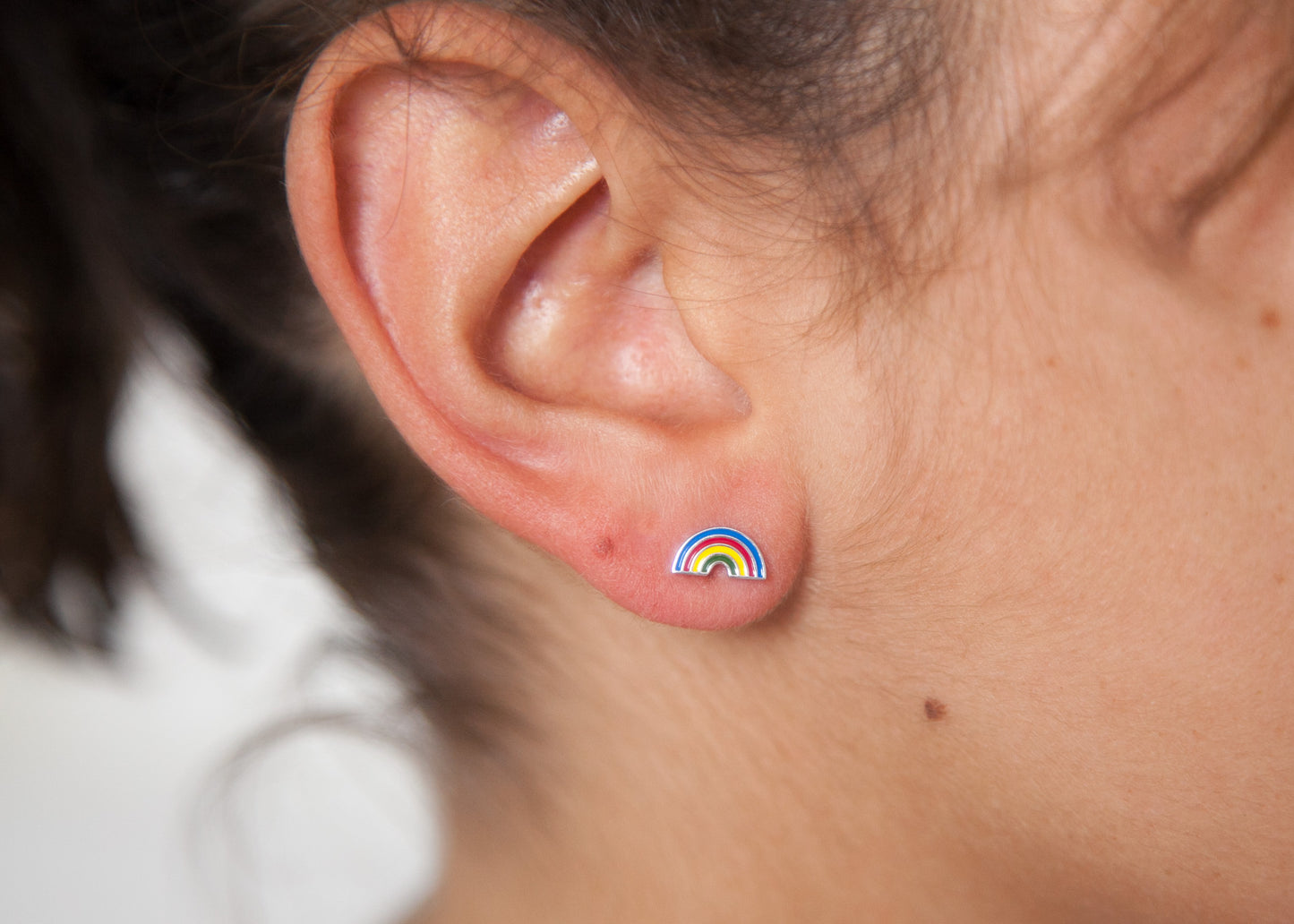 Ohrstecker mit Regenbogen aus Silber - Ohrringe für Kinder