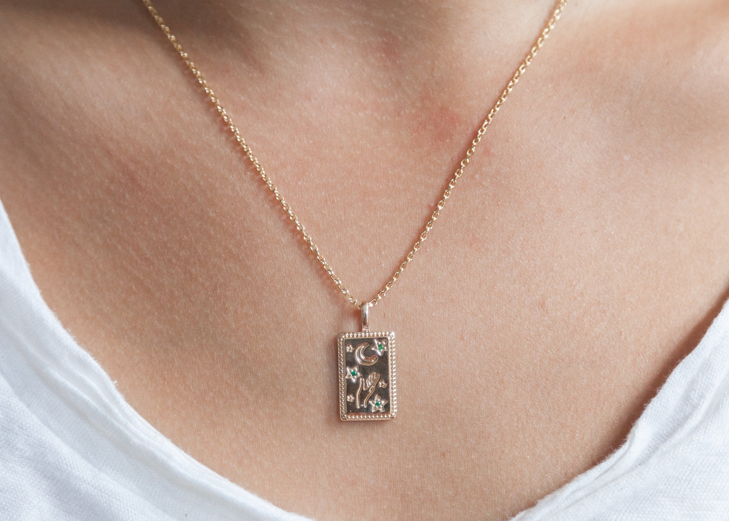 Tarotkarten-Halskette für Damen 16K vergoldet