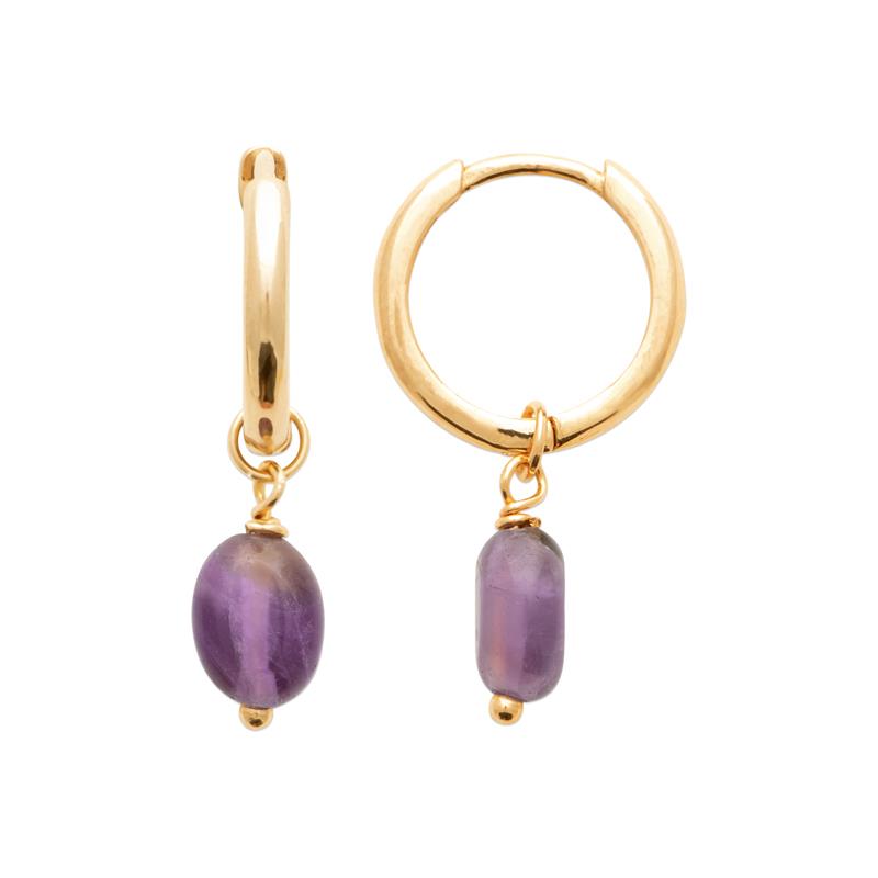 Vergoldete Creolen mit Amethyst – Zeitlose Eleganz mit einem Hauch von Farbe