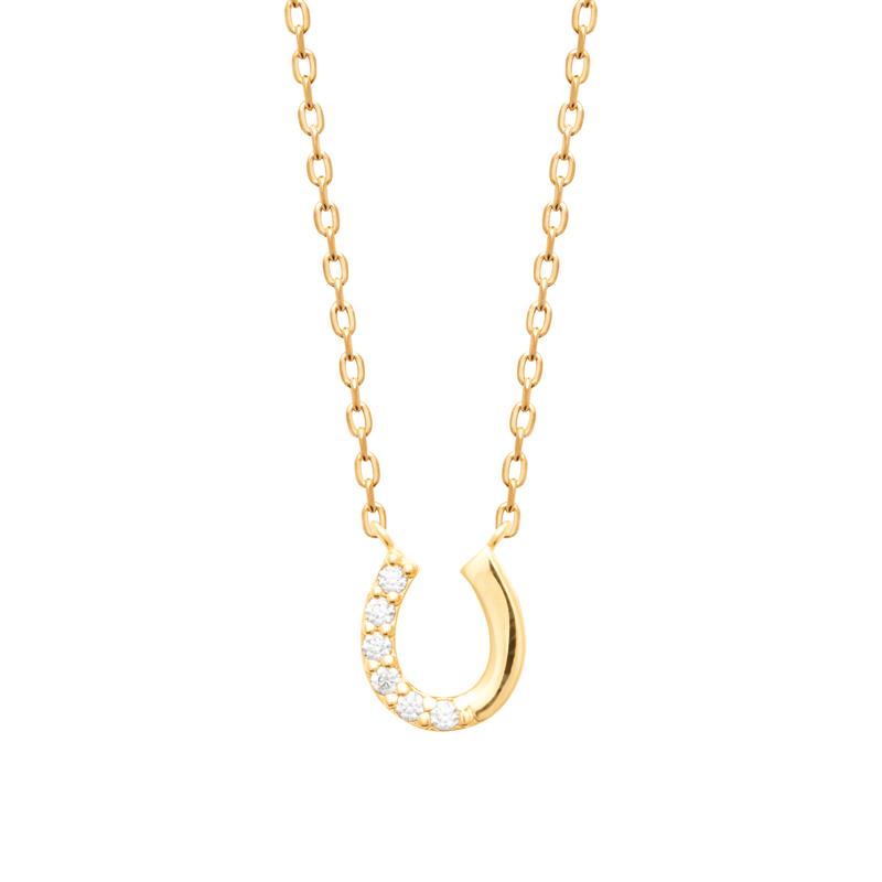 Vergoldete Halskette mit Hufeisen-Anhänger und Zirkonia – Ihr persönlicher Glücksbringer