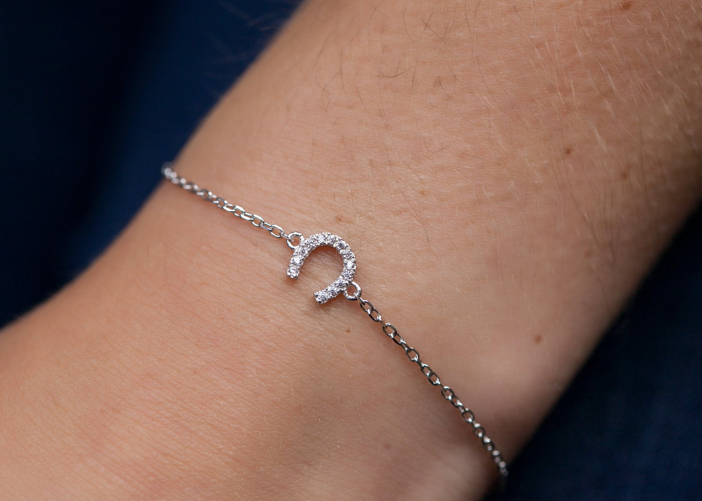 Zirkonia Glückshufeisen Armband aus Silber - Glücksbringer