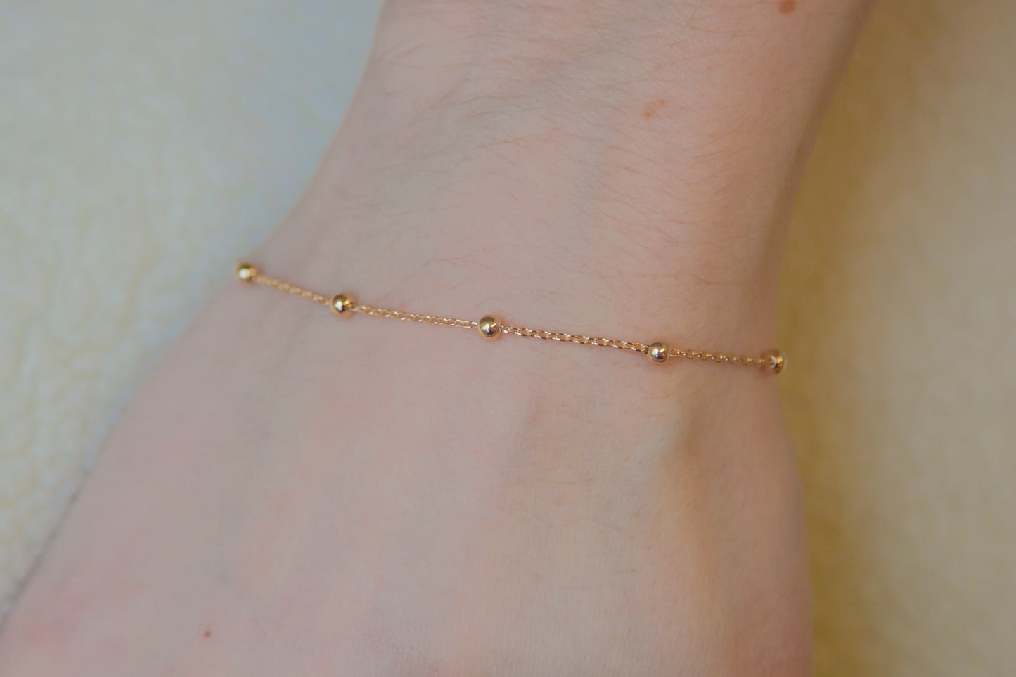 Ankerarmband mit Kugeln Vergoldet