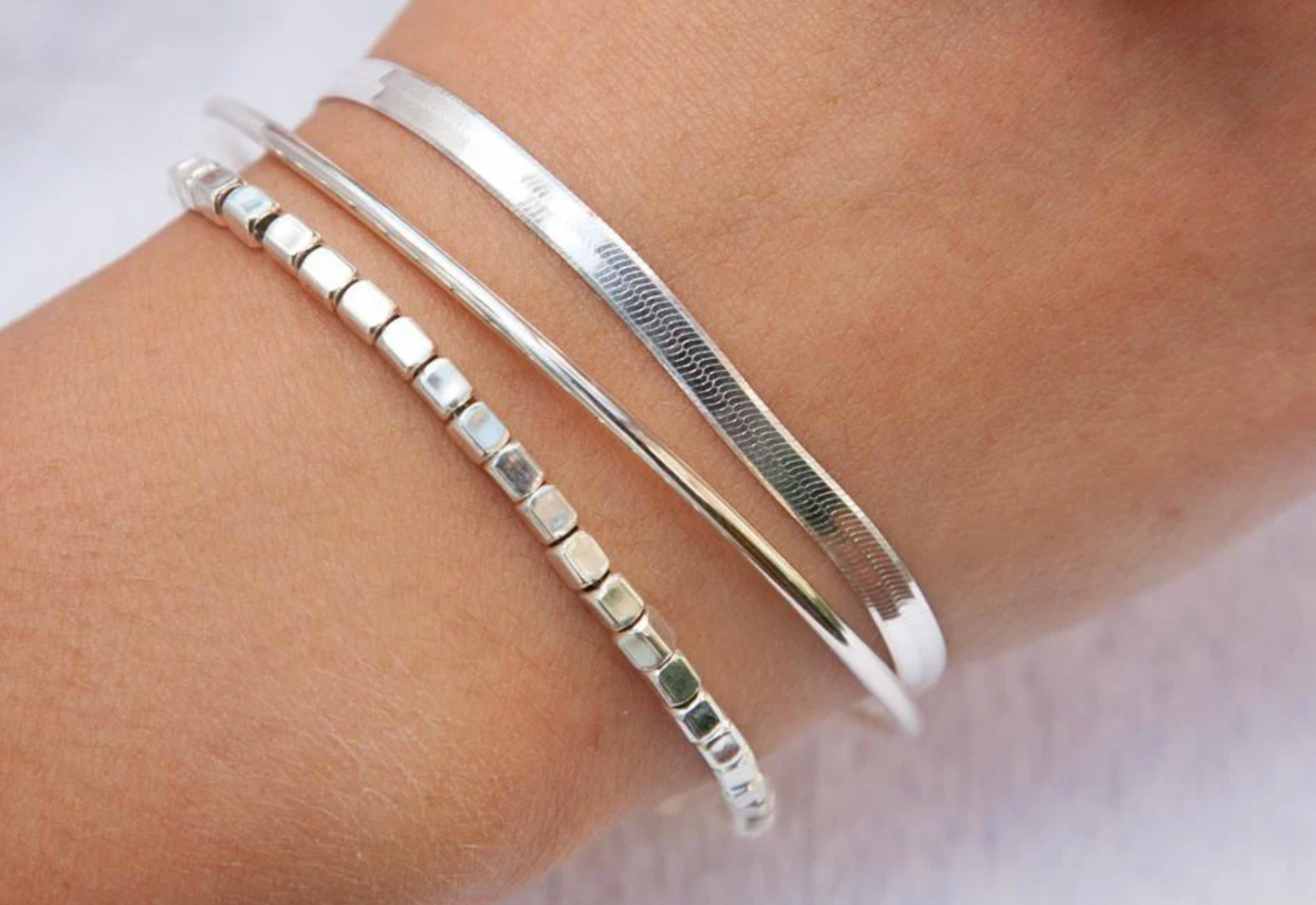 Set mit 3 Armbändern aus 925er Silber – Zarte Eleganz für jeden Anlass