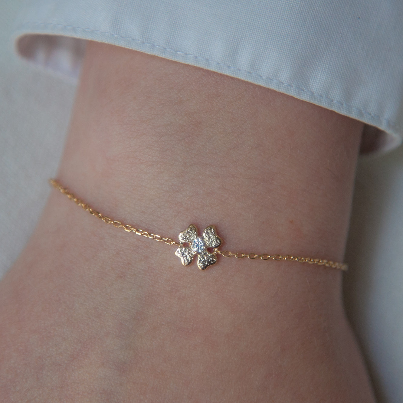 Kleeblatt Glücksbringer Armband 16Karat vergoldet