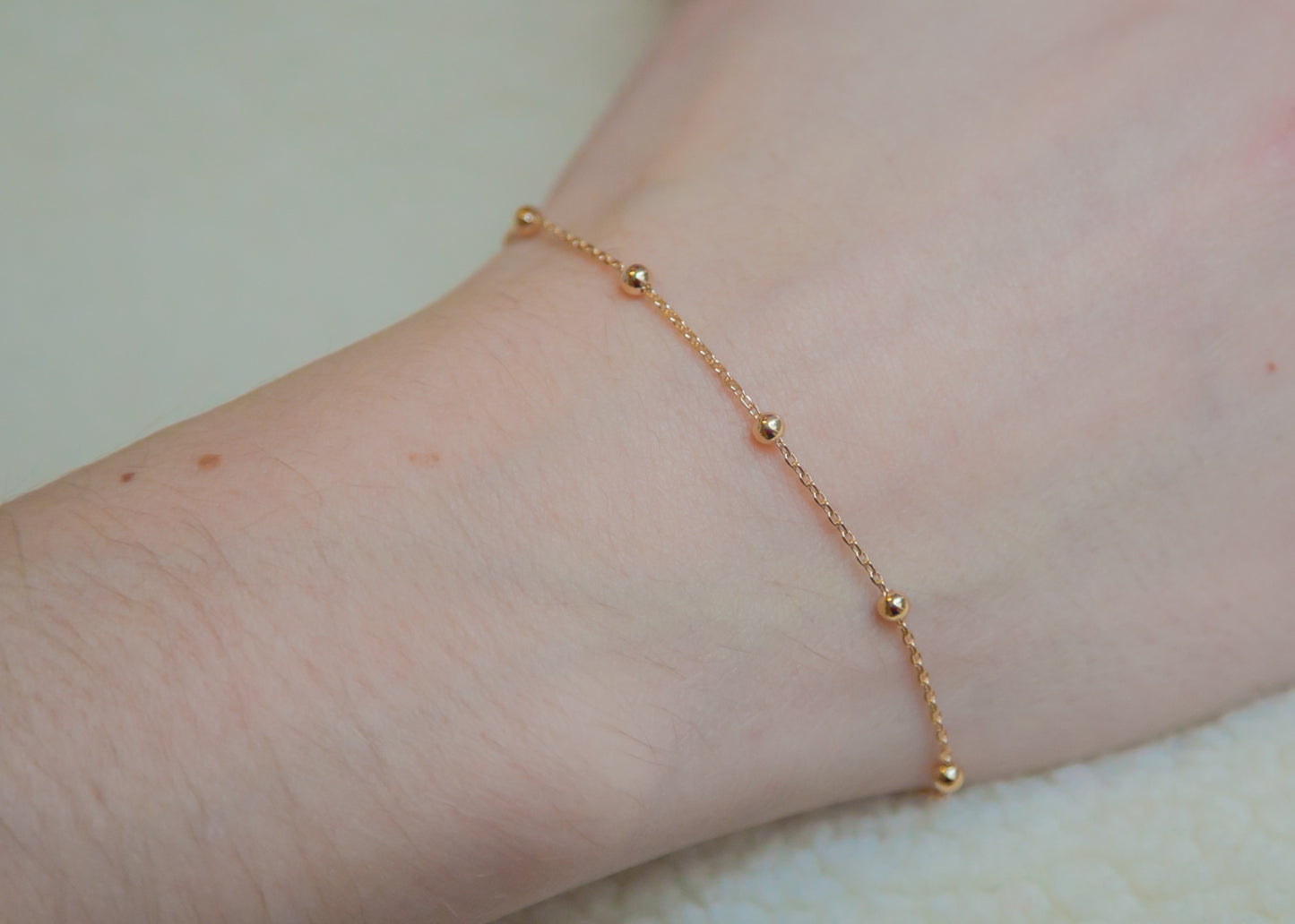 Ankerarmband mit Kugeln Vergoldet