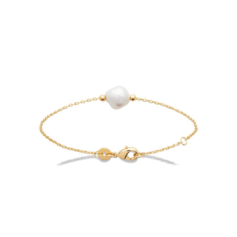 Armband mit Süßwasser-Zuchtperle vergoldet - Armband mit weißer Perle