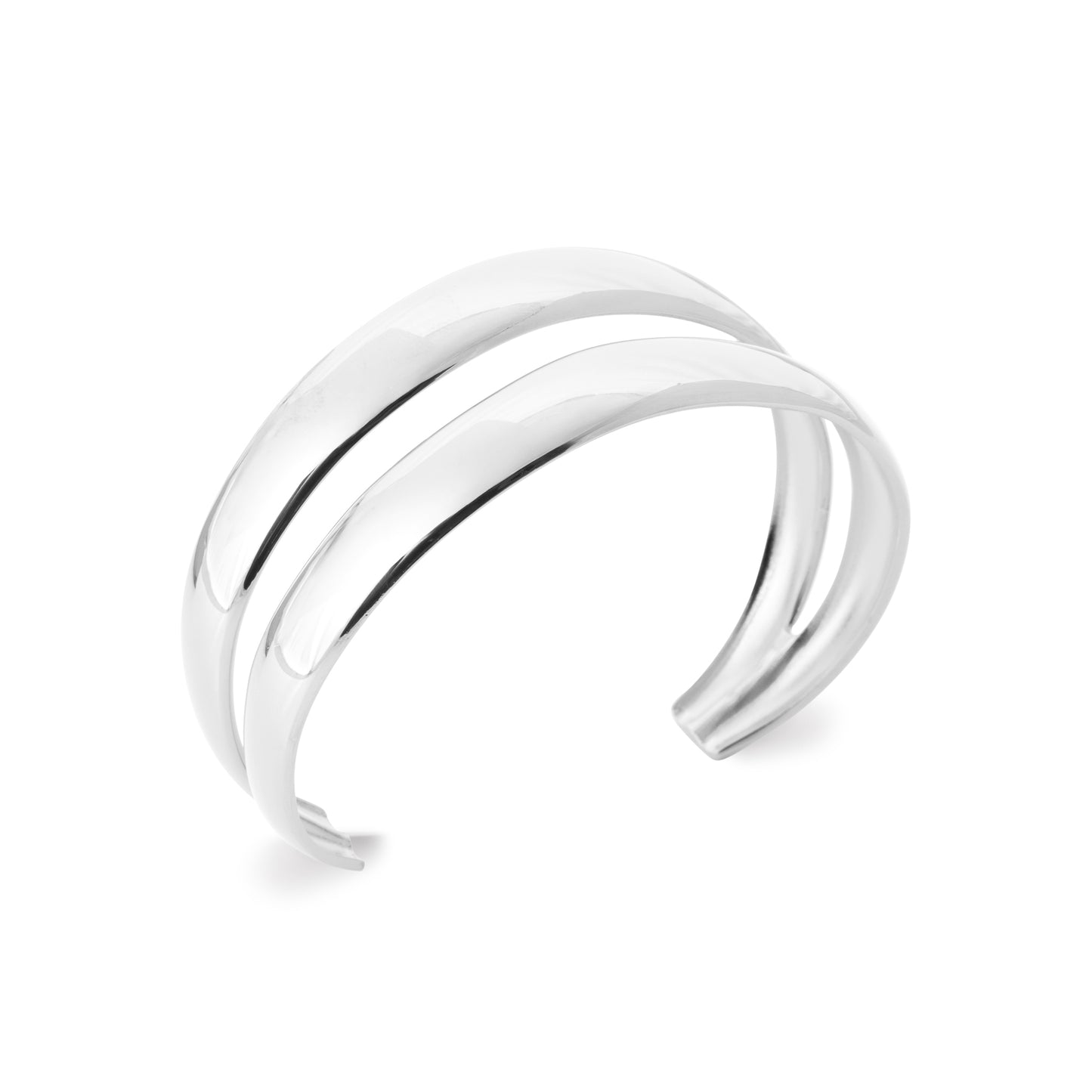 Armreif aus Edelstahl – silberfarben – Doppelreif, wasserfest & hypoallergen