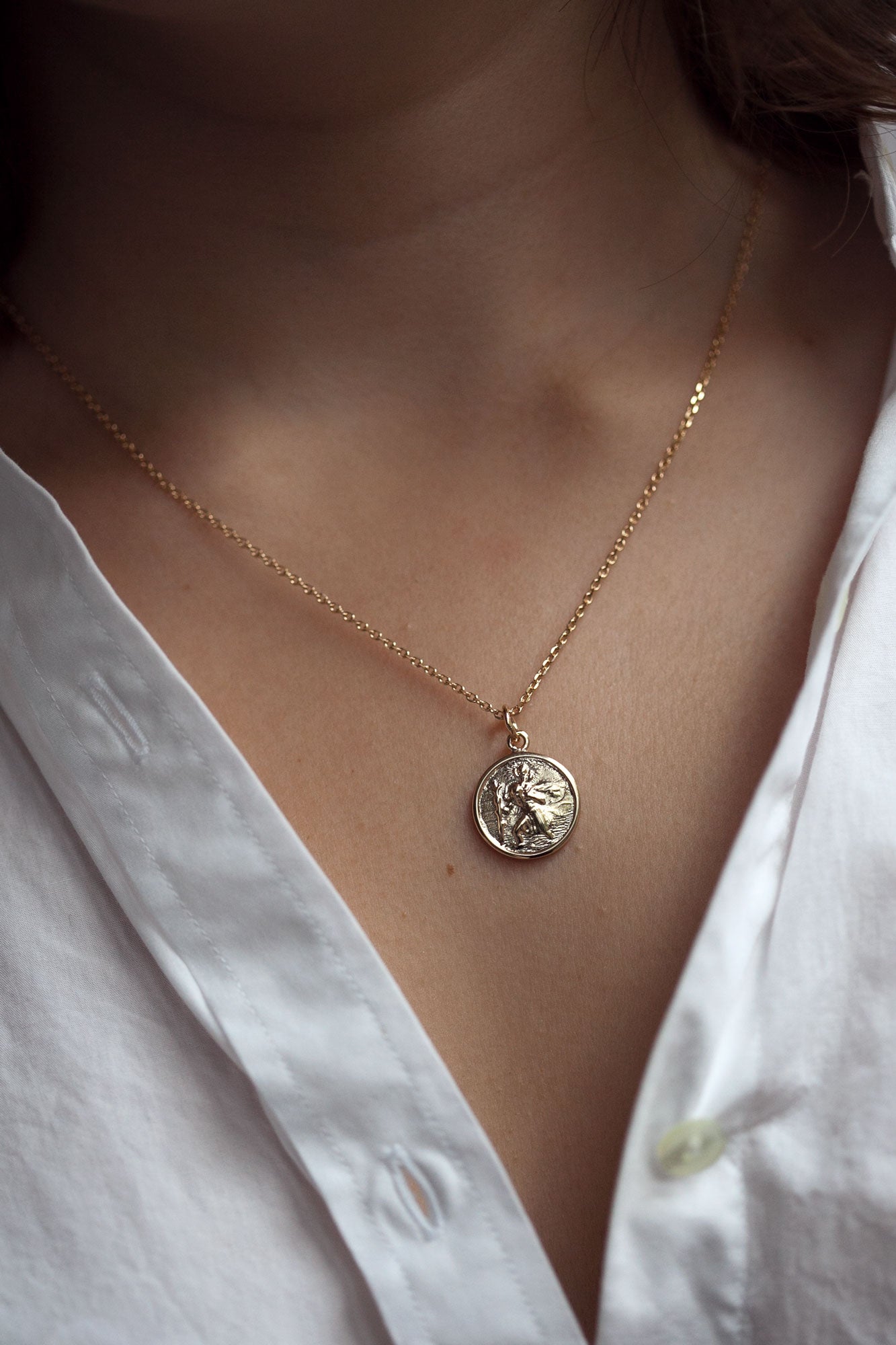 Kette mit Anhänger Christophorus Vergoldet