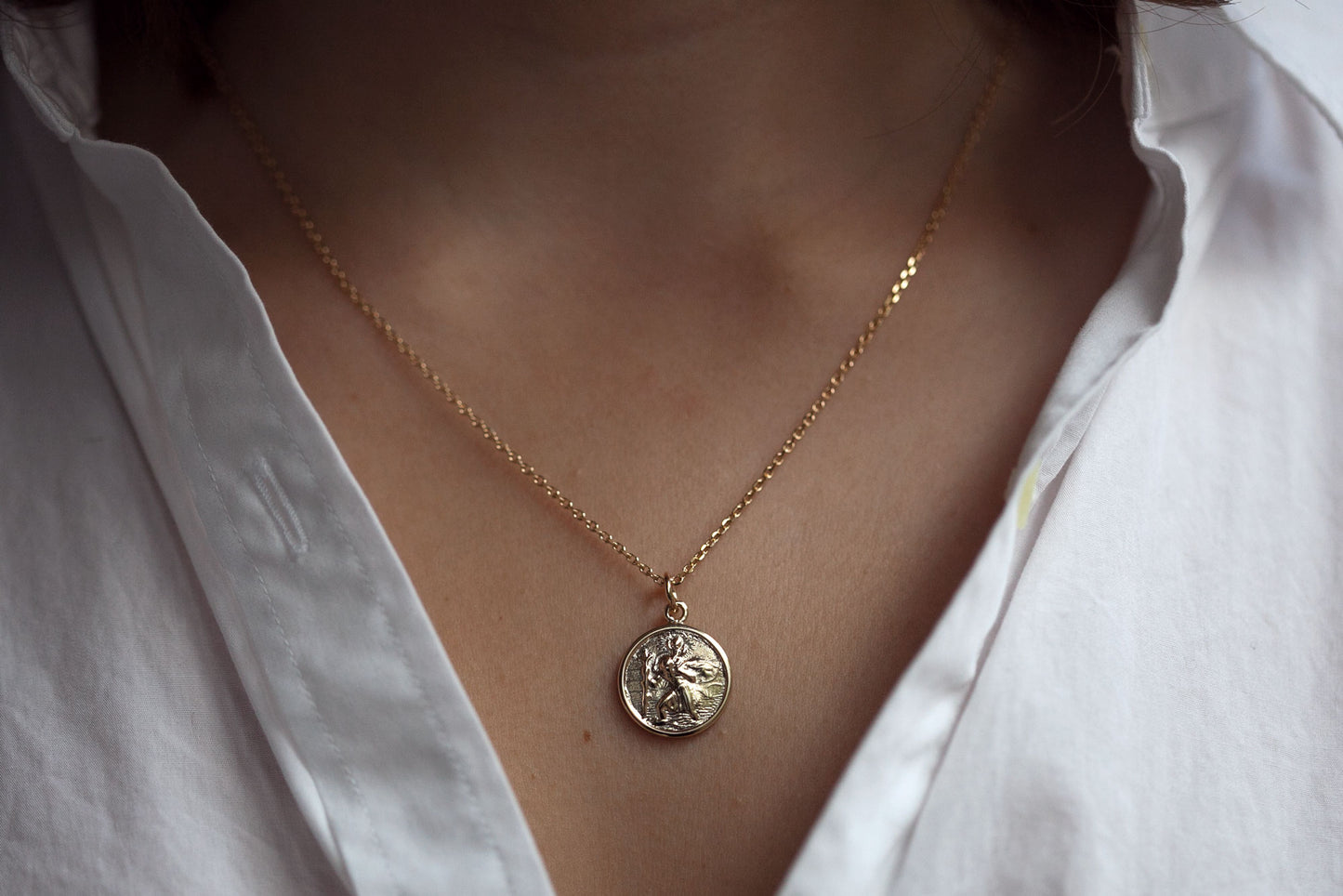 Kette mit Anhänger Christophorus Vergoldet