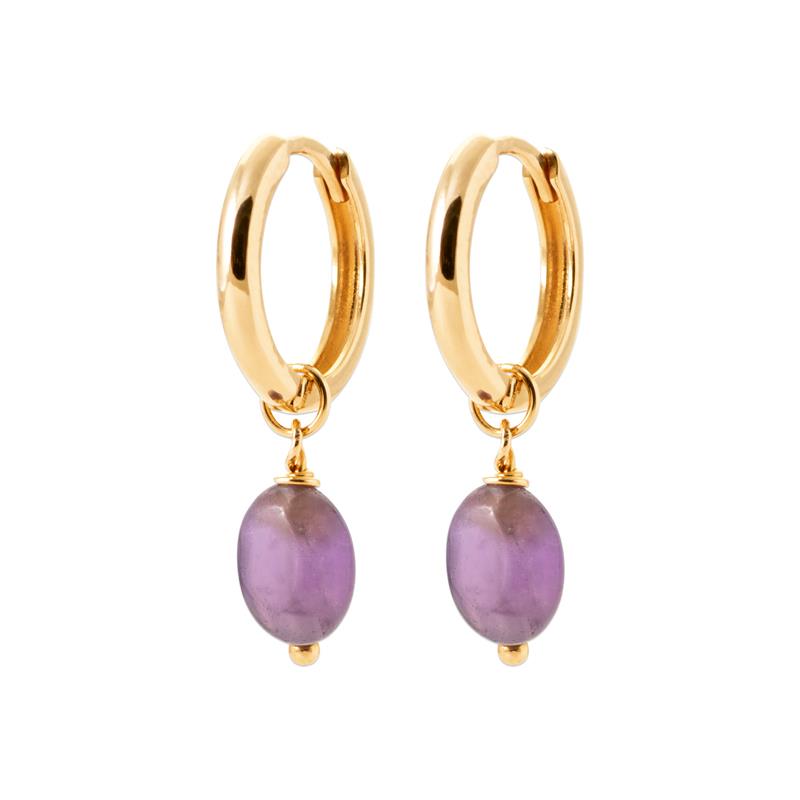 Vergoldete Creolen mit Amethyst – Zeitlose Eleganz mit einem Hauch von Farbe