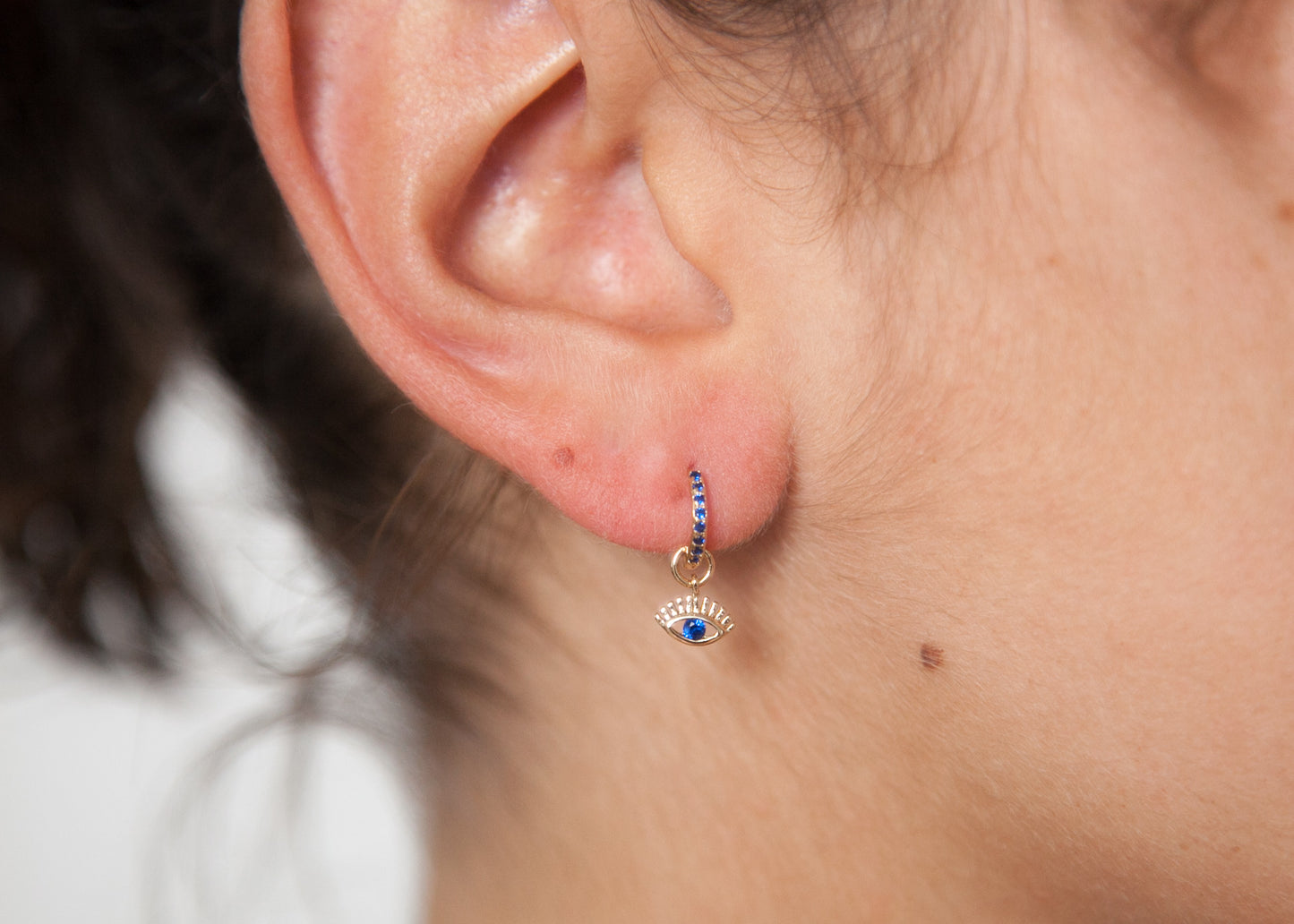 Auge Anhänger Creolen vergoldet - Böses Auge Ohrringe - Glücksbringer