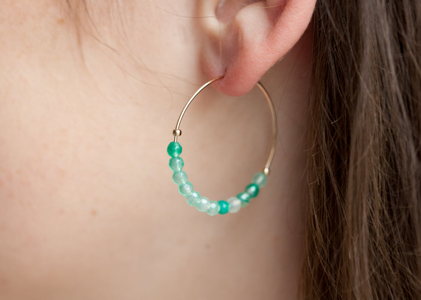 Creolen Ohrringe mit Edelsteinen Vergoldet, Edelstein Schmuck für Damen
