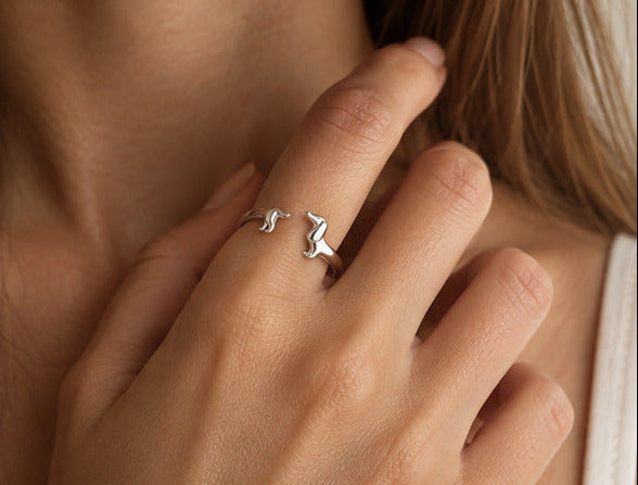 Dackel-Ring aus Silber – verstellbar