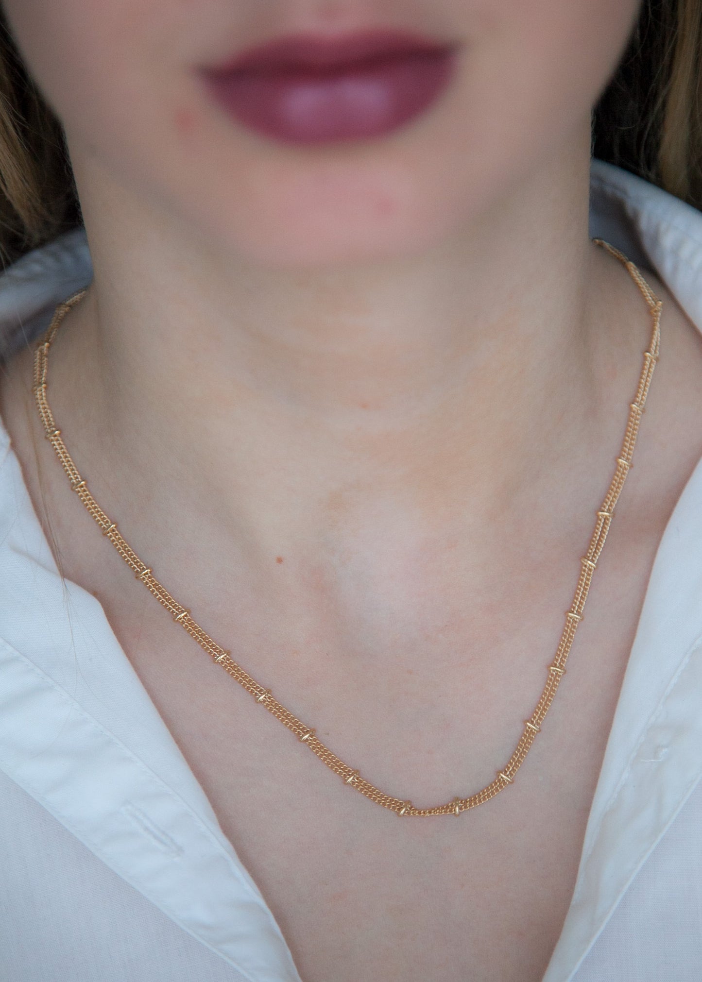 Doppelkette für Damen 16K vergoldet