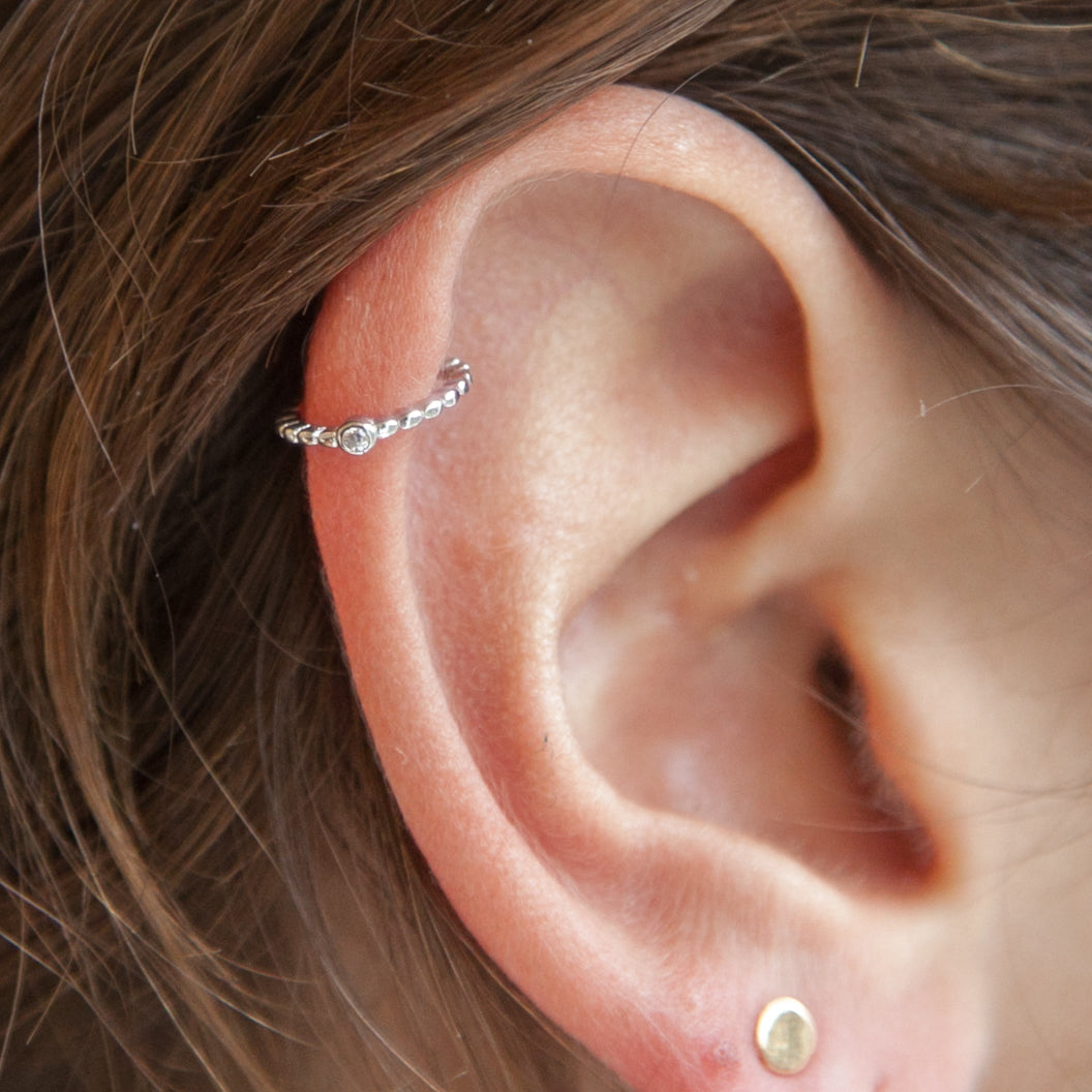 EarCuff mit Zirkonia aus Silber - Ohrklemme