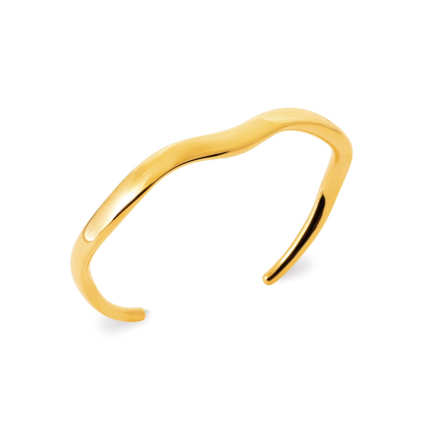 Wellenförmiger Armreif aus goldfarbenem Edelstahl – Verstellbar & wasserfest