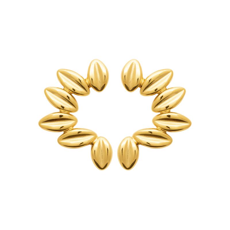 Goldene Statement-Ohrringe aus Edelstahl mit Blattdesign