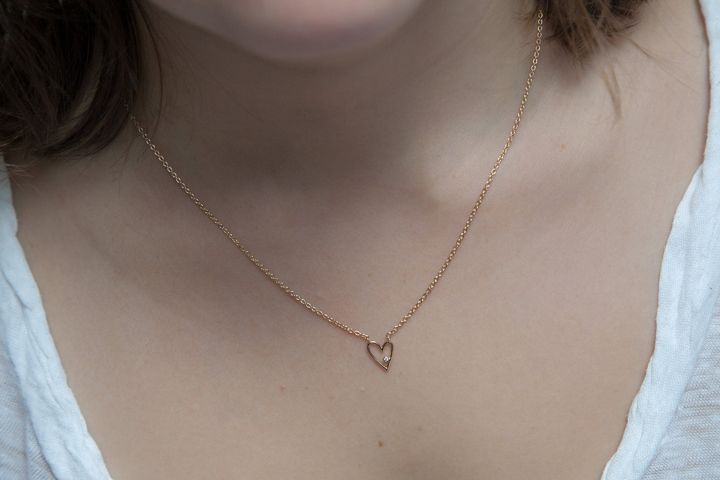 Halskette mit Herz-Anhänger und Zirkonia - Herzkette für Damen vergoldet
