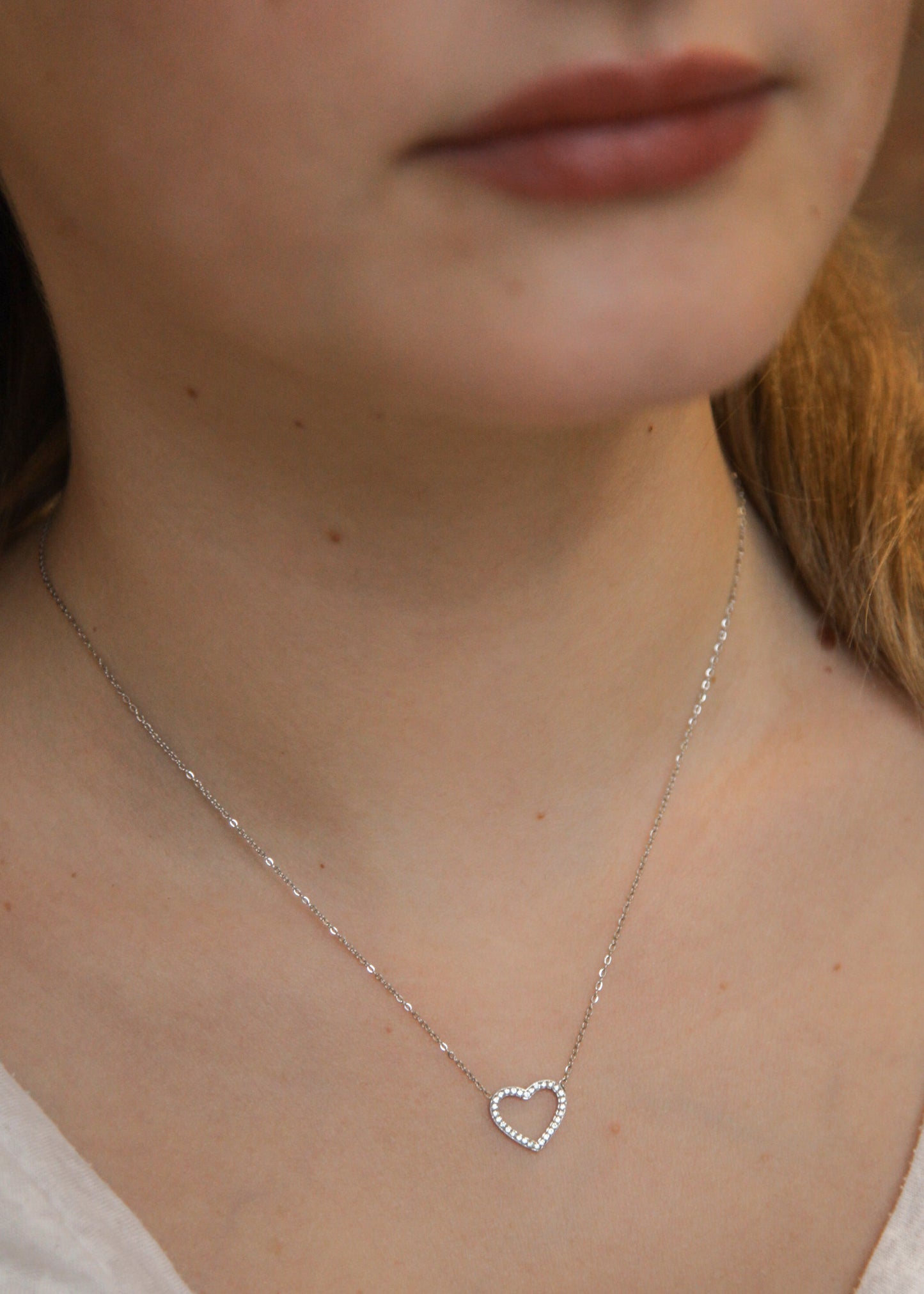 Herzkette aus Edelstahl mit Zirkonia