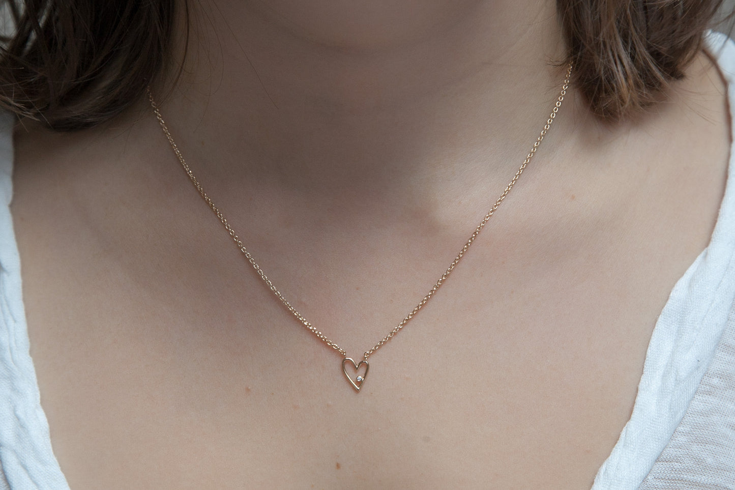 Halskette mit Herz-Anhänger und Zirkonia - Herzkette für Damen vergoldet