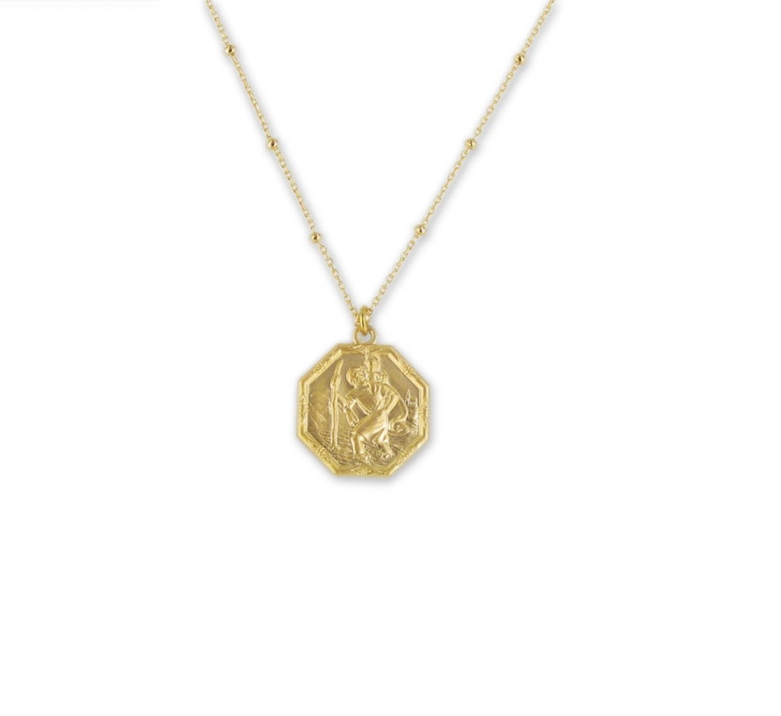 Kette mit Anhänger Christophorus Vergoldet, der heilige Christophorus Kette