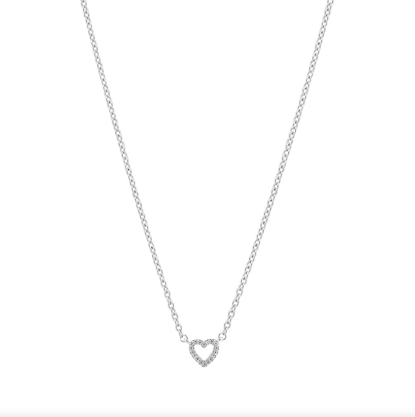 Kette offenes Herz mit Zirkonia aus Silber