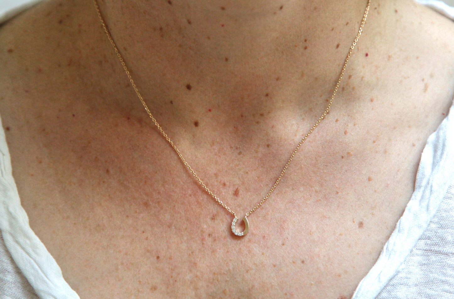 Vergoldete Halskette mit Hufeisen-Anhänger und Zirkonia – Ihr persönlicher Glücksbringer