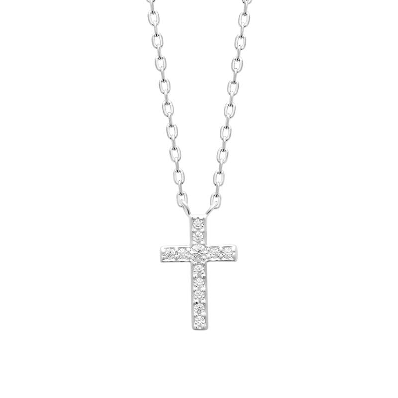 Kette mit Kreuz aus Silber mit Zirkonia - Kreuzkette für Damen