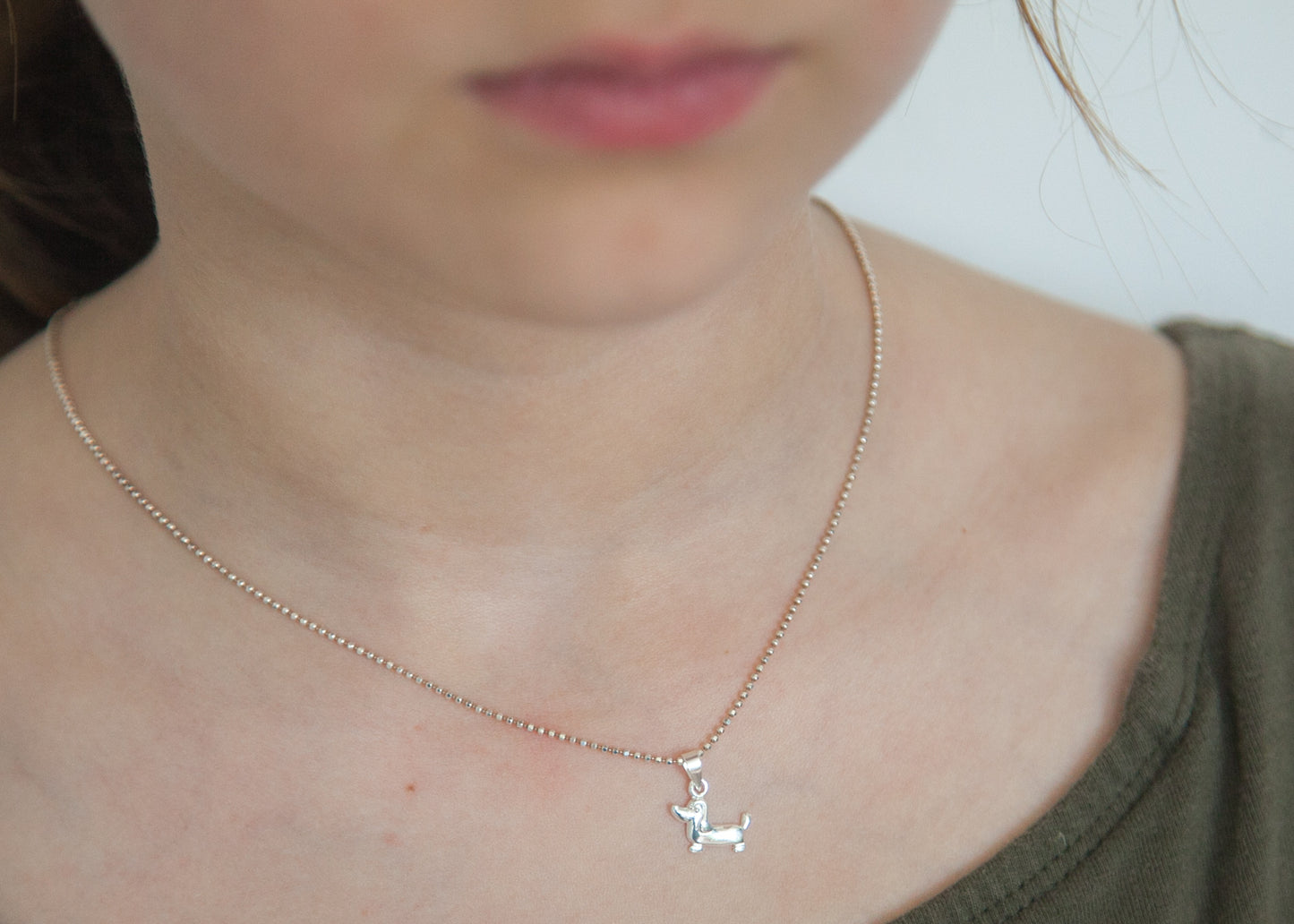 Kette mit Dackel Anhänger aus Silber, Kette Dachshund