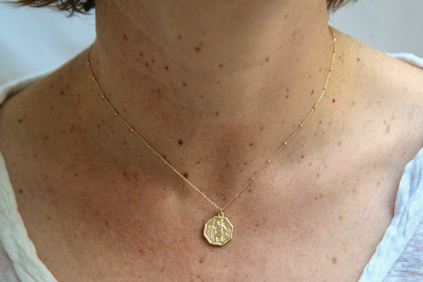 Kette mit Anhänger Christophorus Vergoldet, der heilige Christophorus Kette