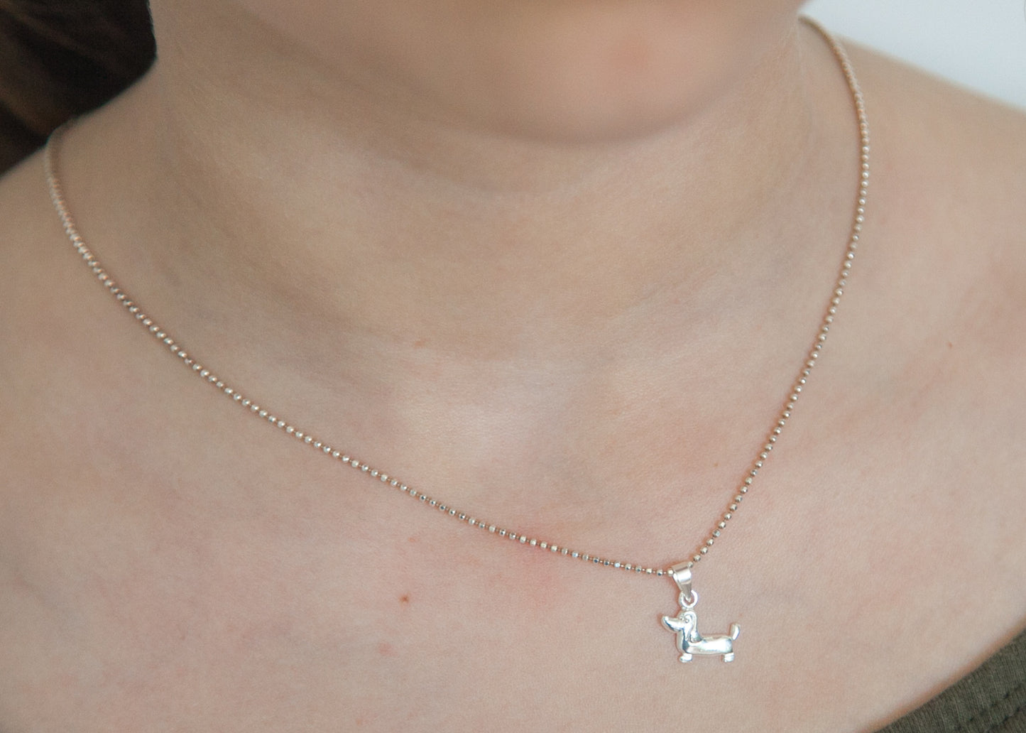 Kette mit Dackel Anhänger aus Silber, Kette Dachshund