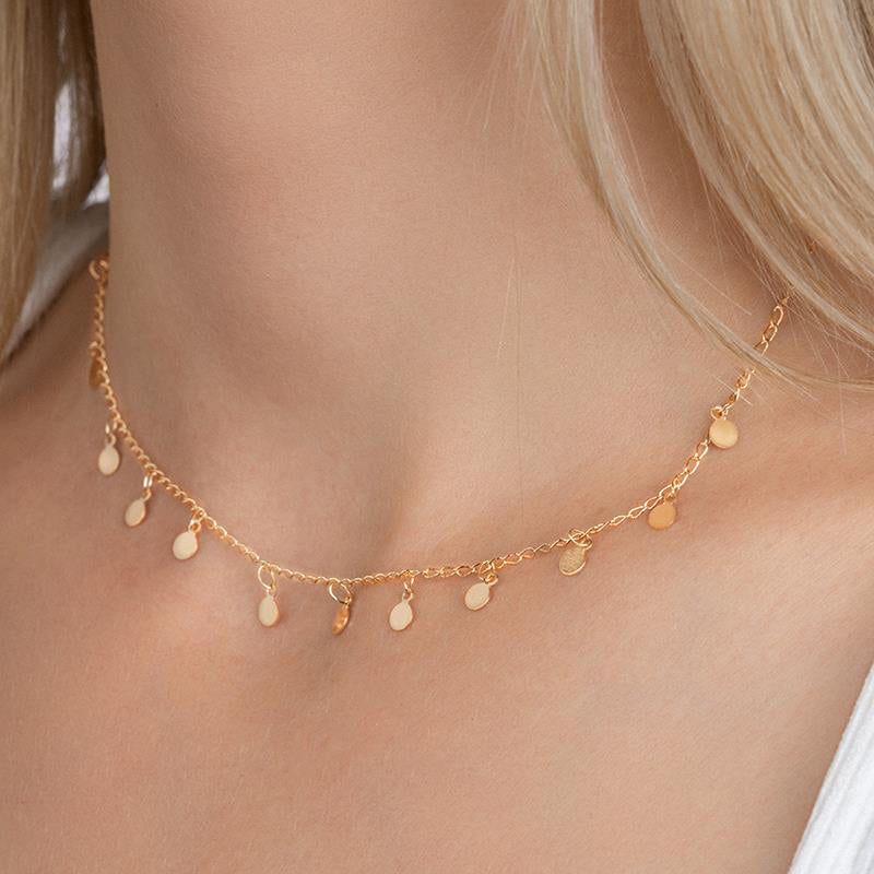 Kette Plättchen Münzen Boho 16Karat vergoldet