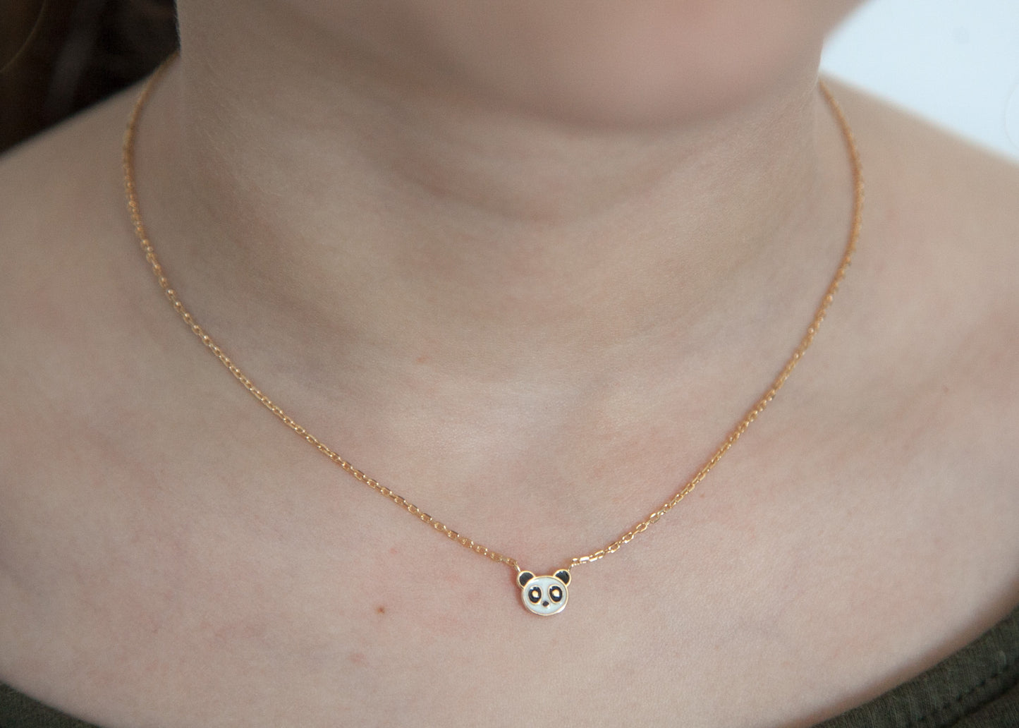 Kette mit Panda Anhänger Vergoldet