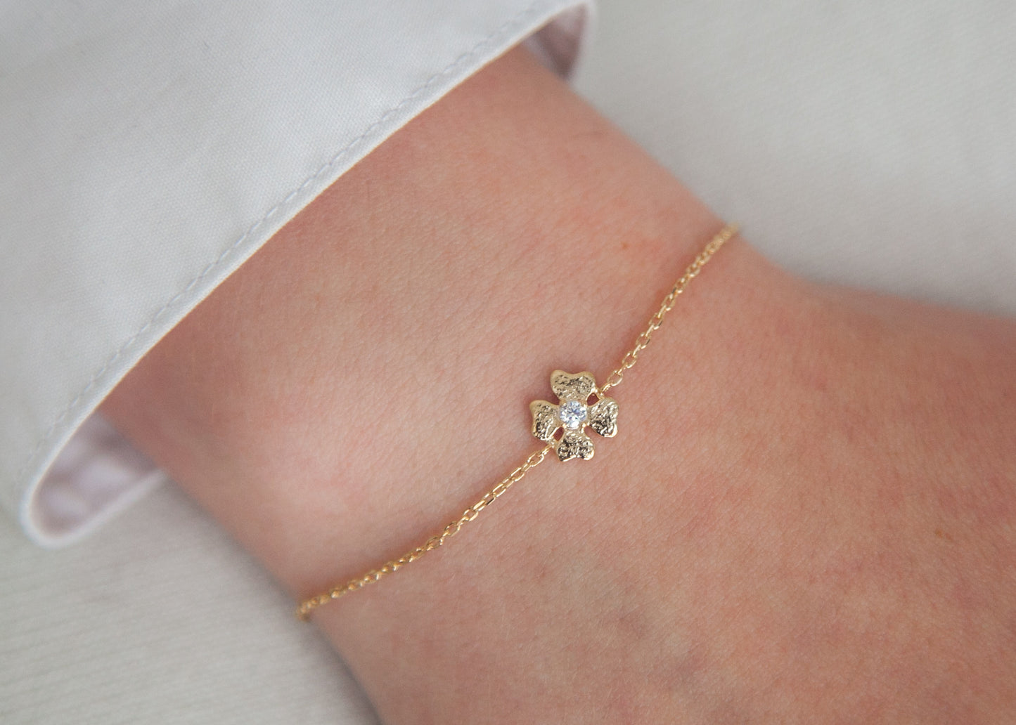Kleeblatt Glücksbringer Armband 16Karat vergoldet