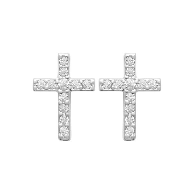 Kreuz Ohrstecker mit Zirkonia aus Silber