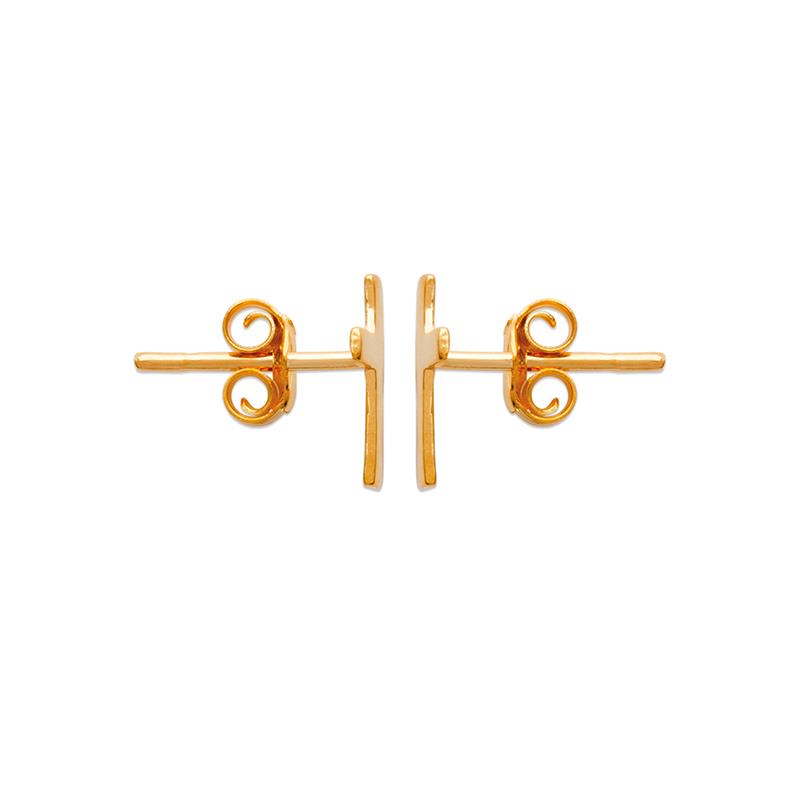 Kreuz Ohrstecker Vergoldet
