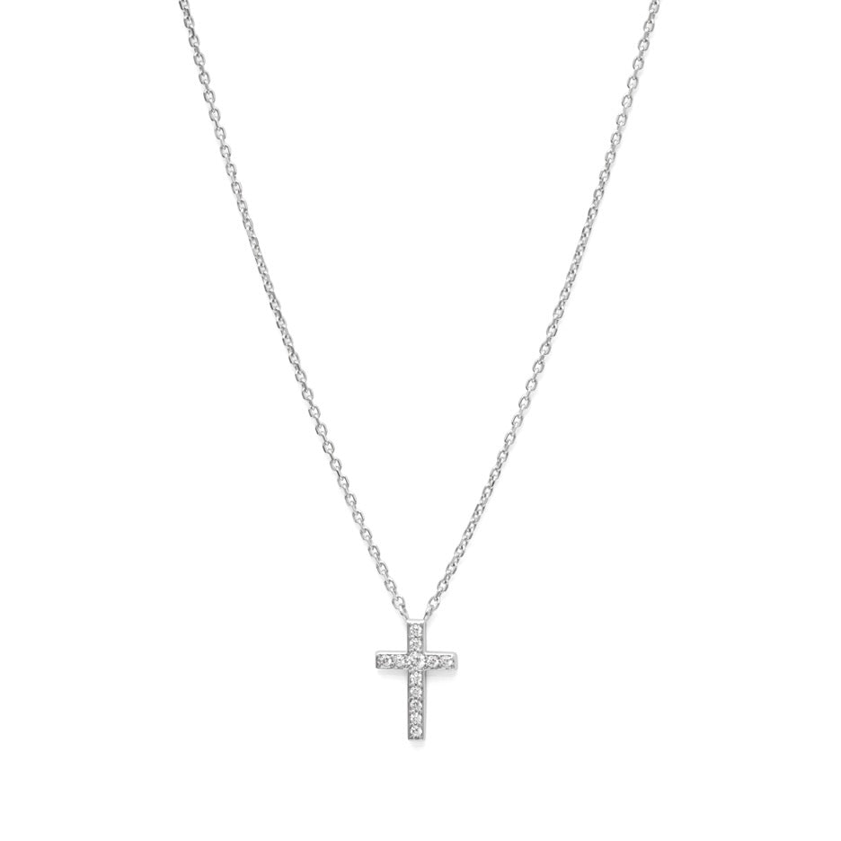 Kette mit Kreuz aus Silber mit Zirkonia - Kreuzkette für Damen